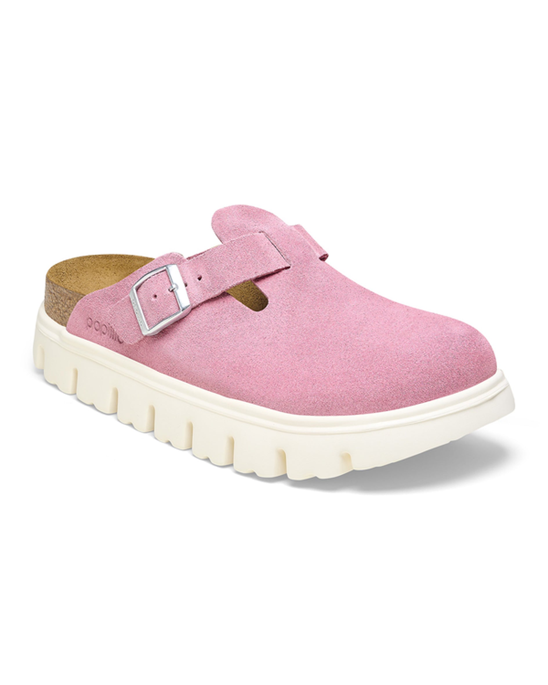 Boston Chunky Candy Pink Suede Leather Clogs