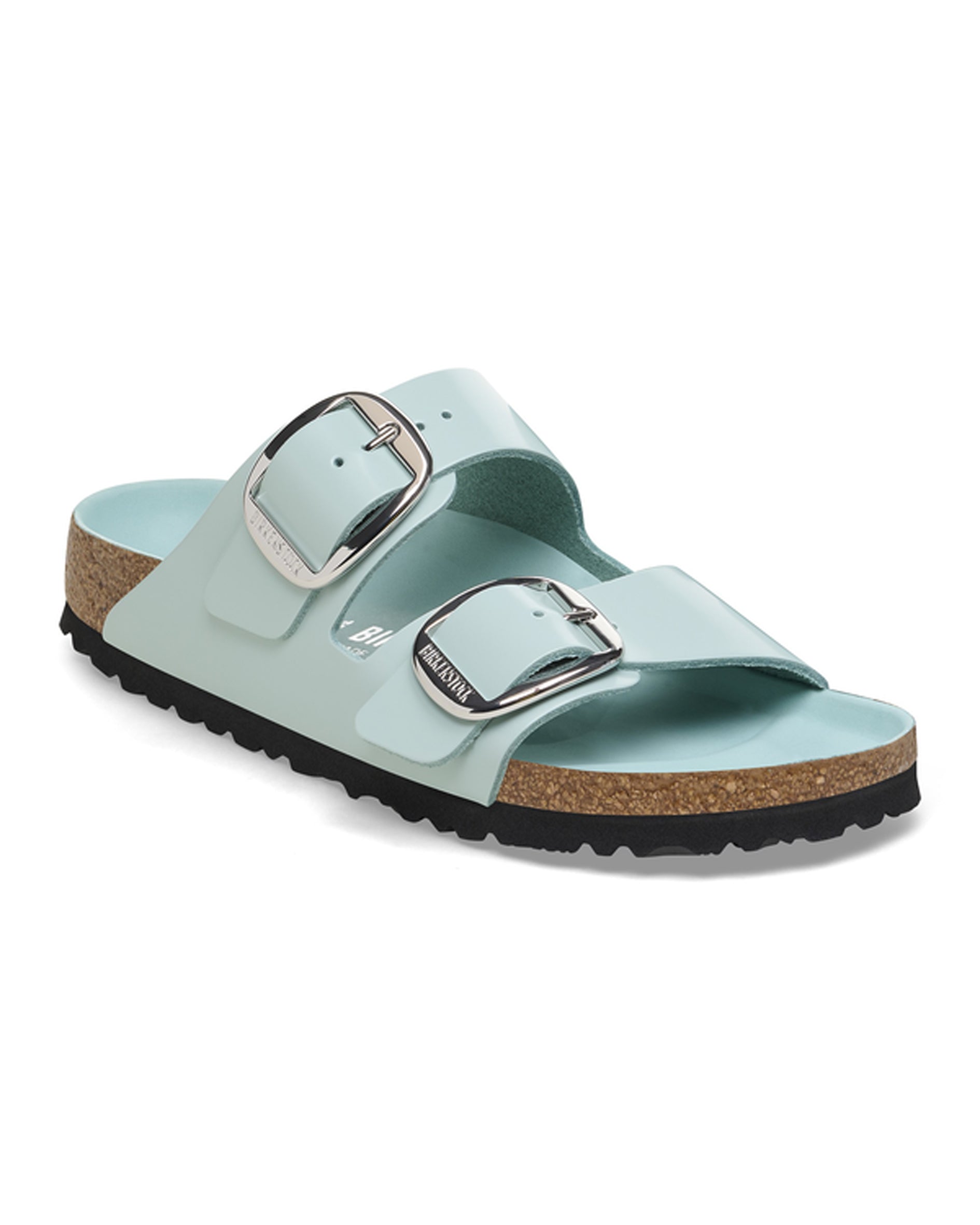 Arizona Big Buckle High Shine Surf Green Leather Sandals