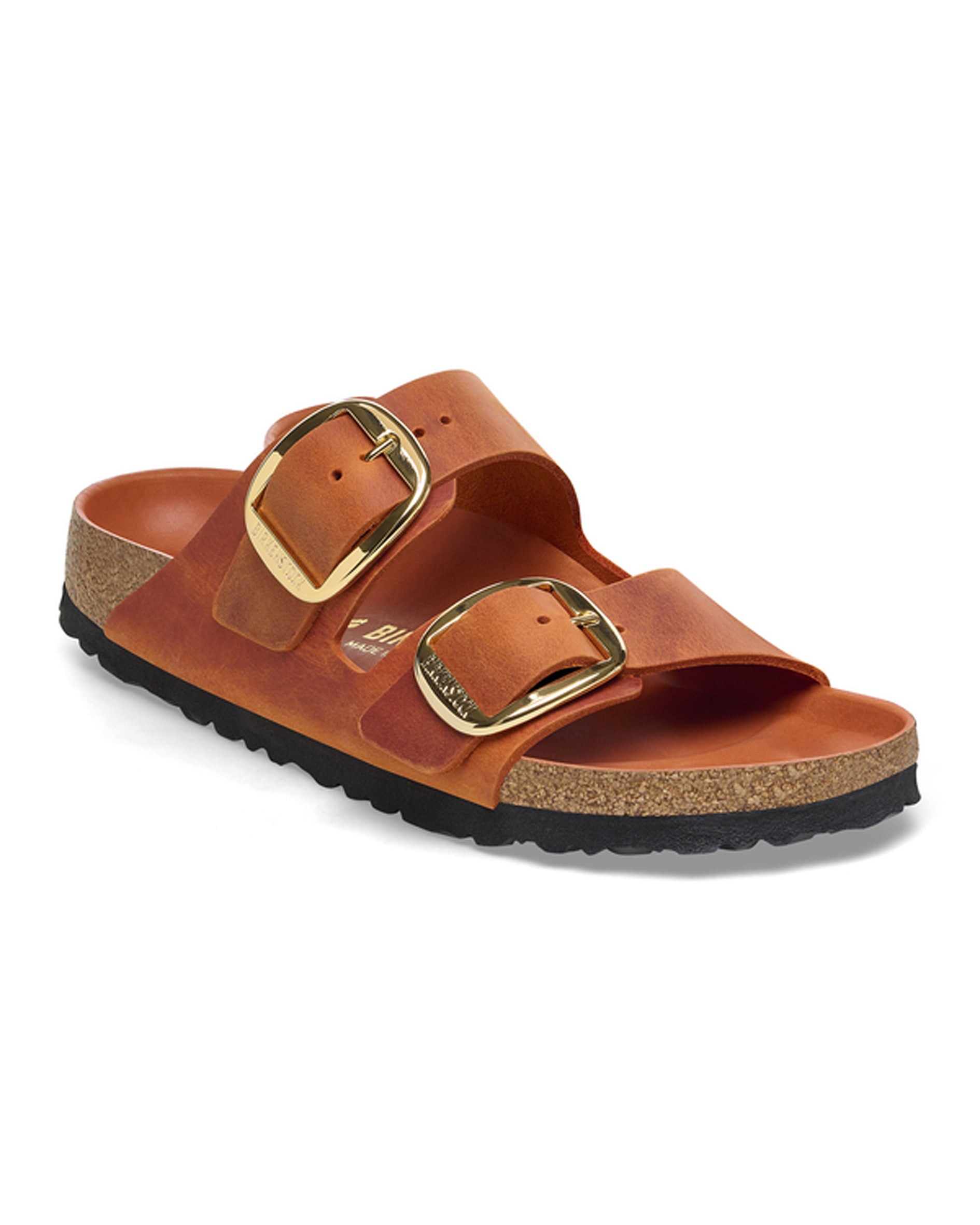 Arizona Big Buckle Burnt Orange Oiled Leather Sandals