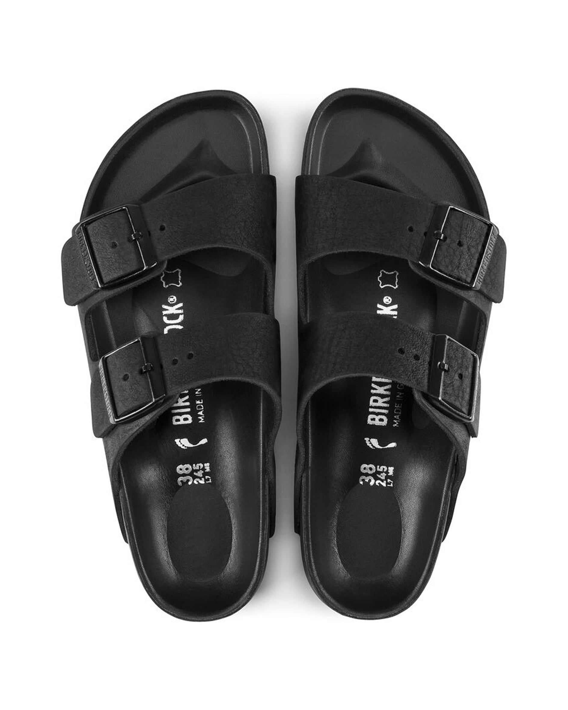 Arizona Exquisite Black Nubuck Leather Sandals