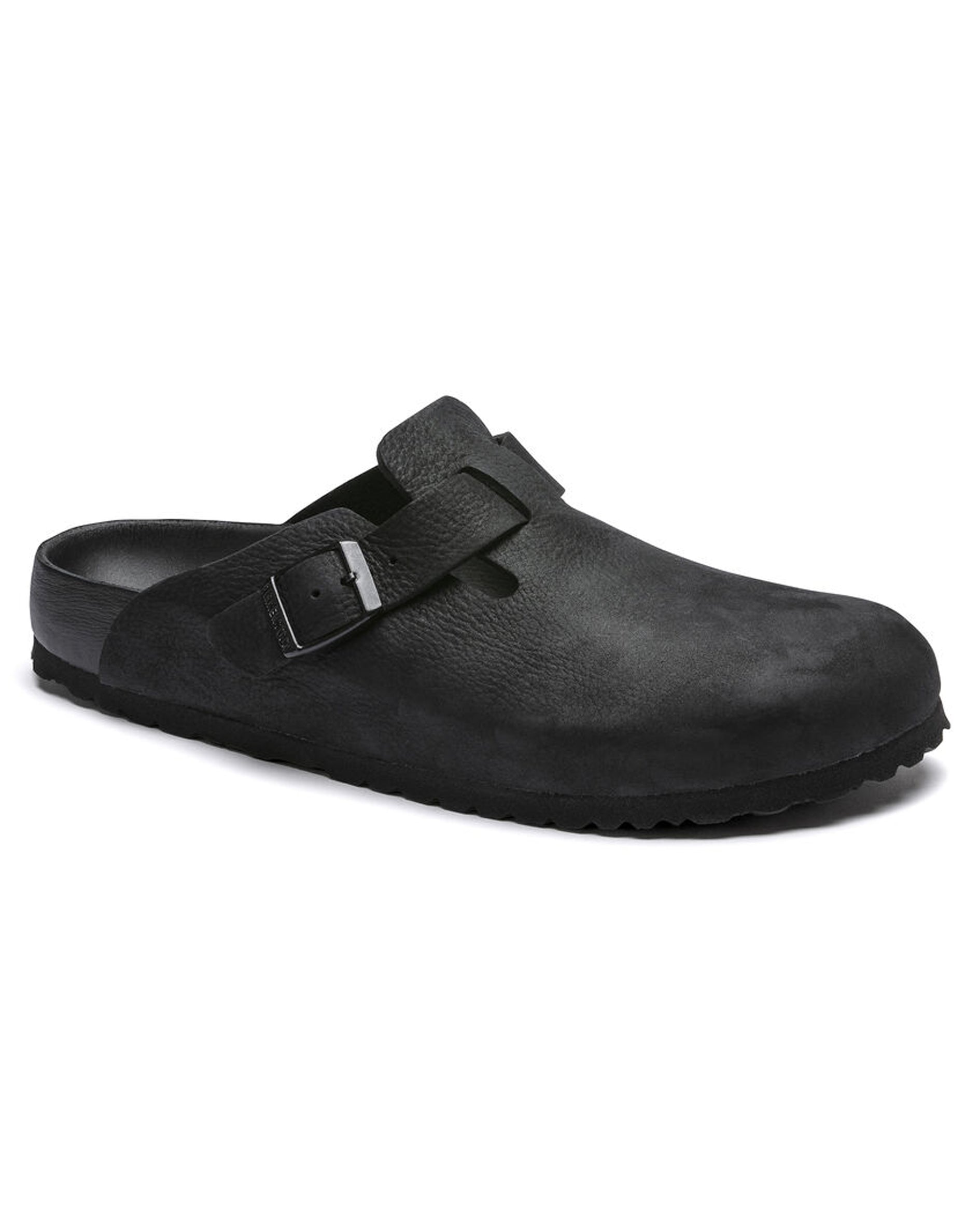 Boston Exquisite Black Nubuck Leather Clogs