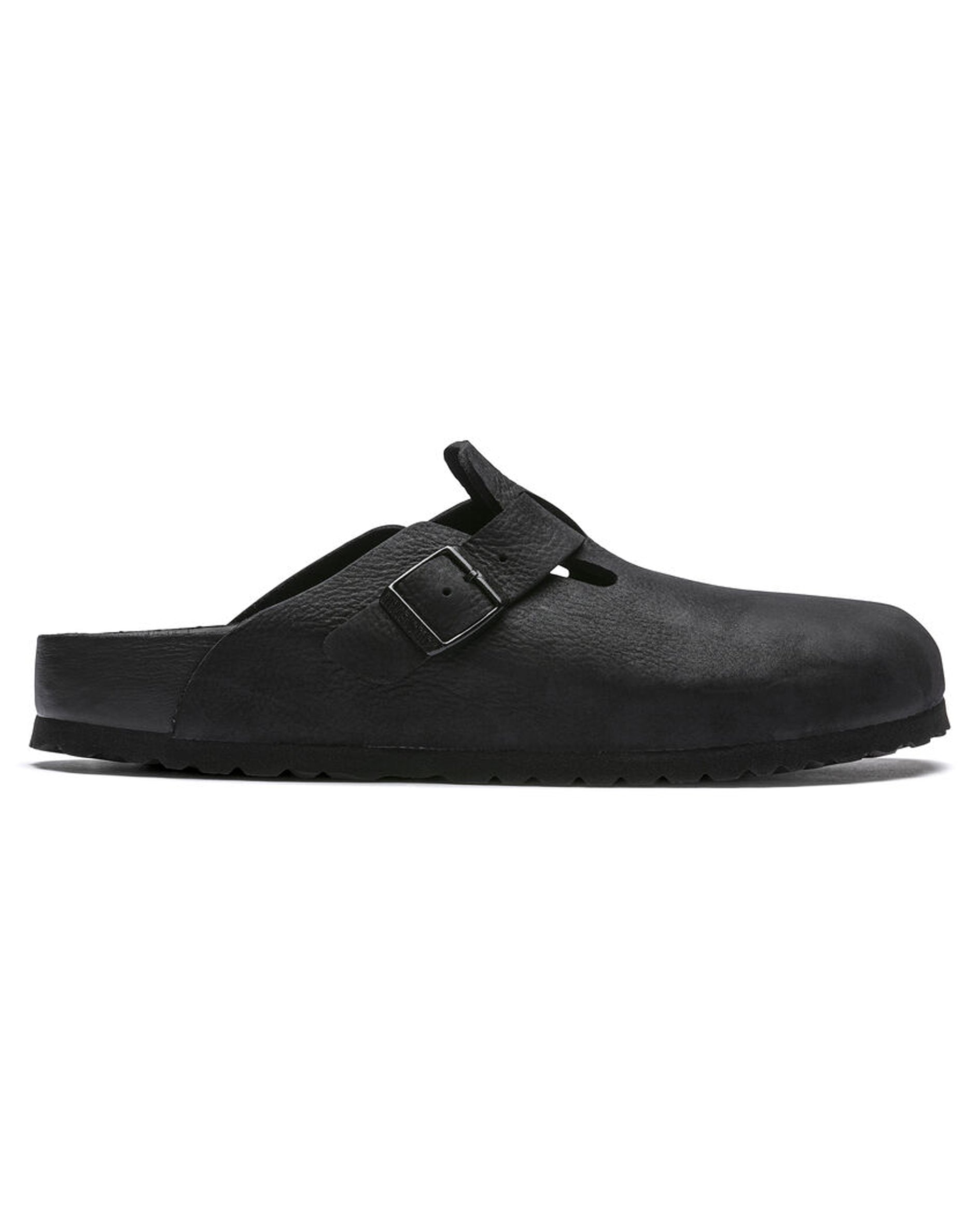 Boston Exquisite Black Nubuck Leather Clogs