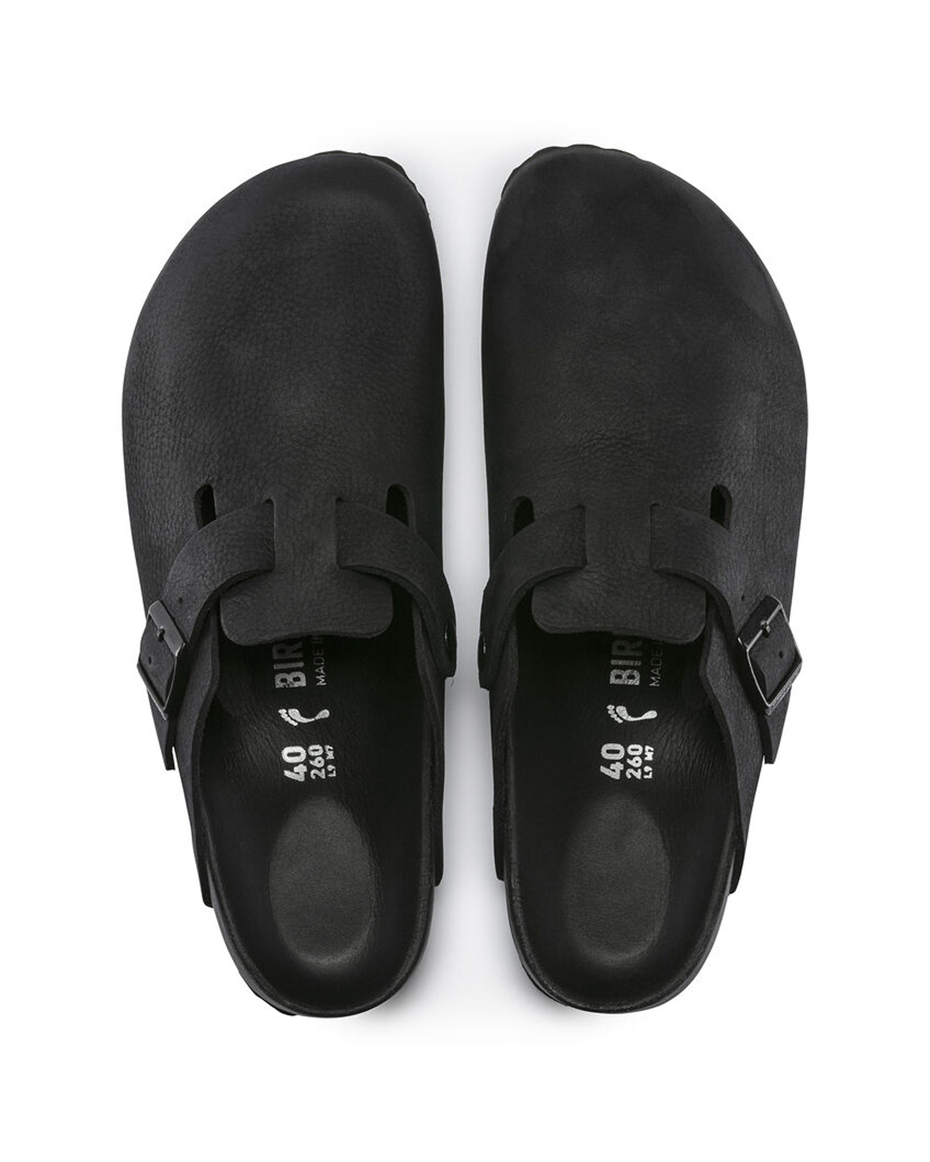 Boston Exquisite Black Nubuck Leather Clogs