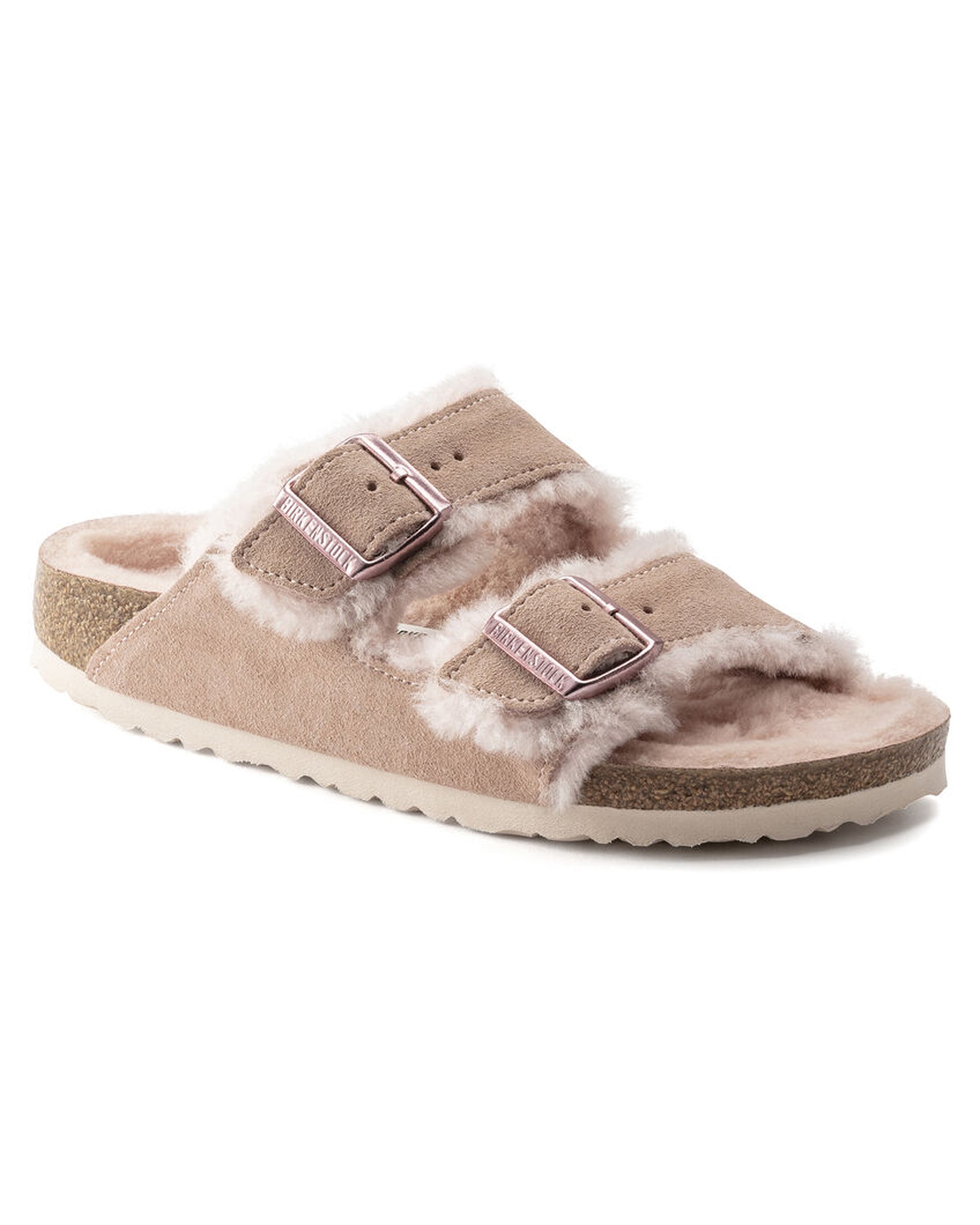 Arizona Shearling Light Rose Suede Leather Sandals