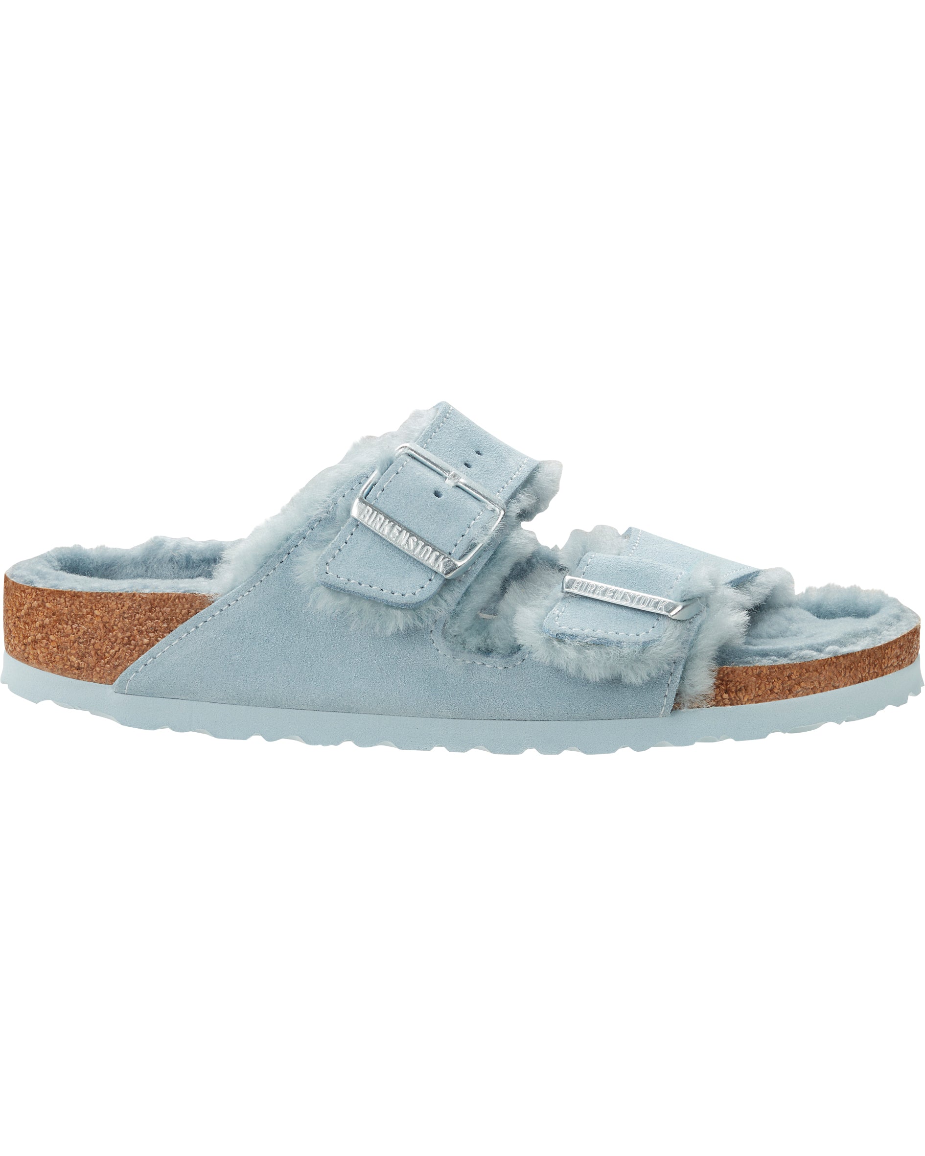 Arizona Shearling Light Blue Suede Leather Sandals