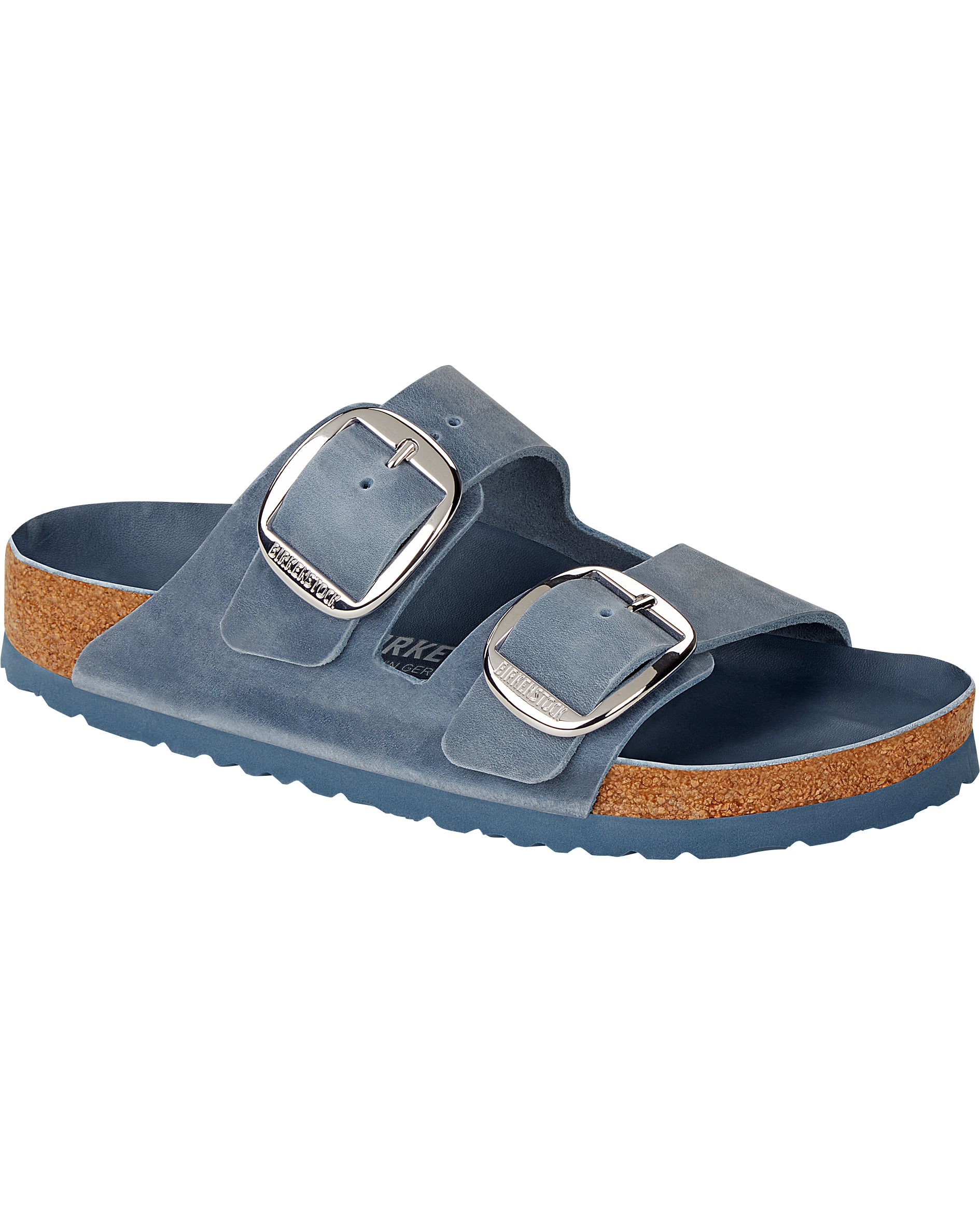 Arizona Big Buckle Dusty Blue Oiled Leather Sandals
