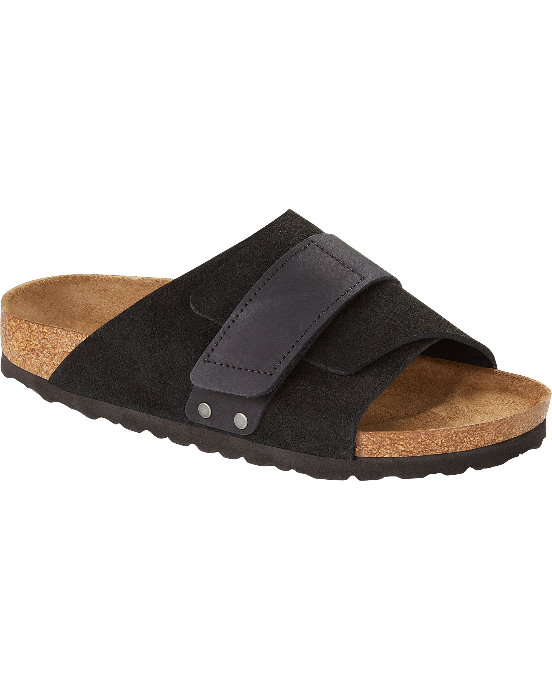 Kyoto Black Soft Suede & Nubuck Leather Sandals