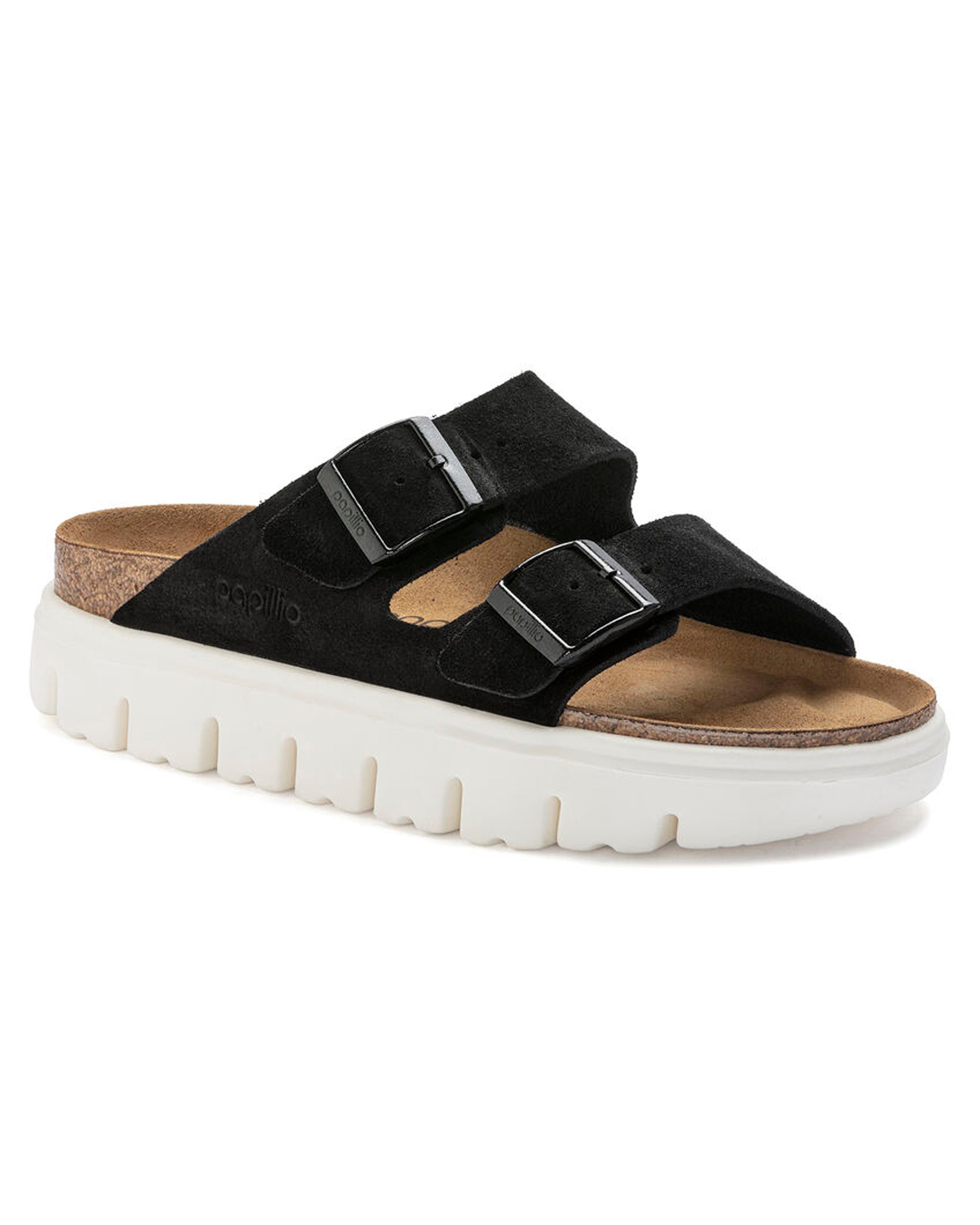 Arizona Chunky Black Suede Leather Sandals