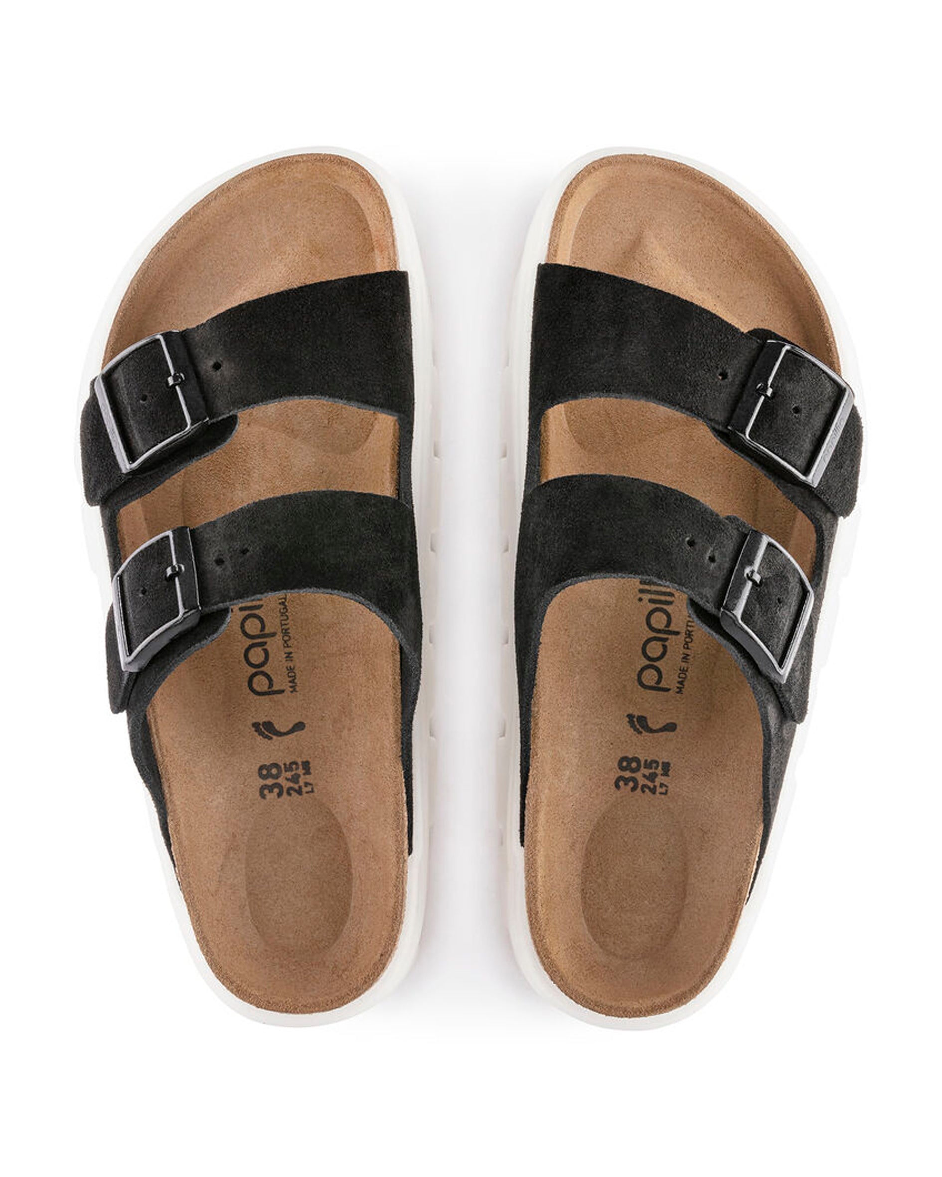 Arizona Chunky Black Suede Leather Sandals