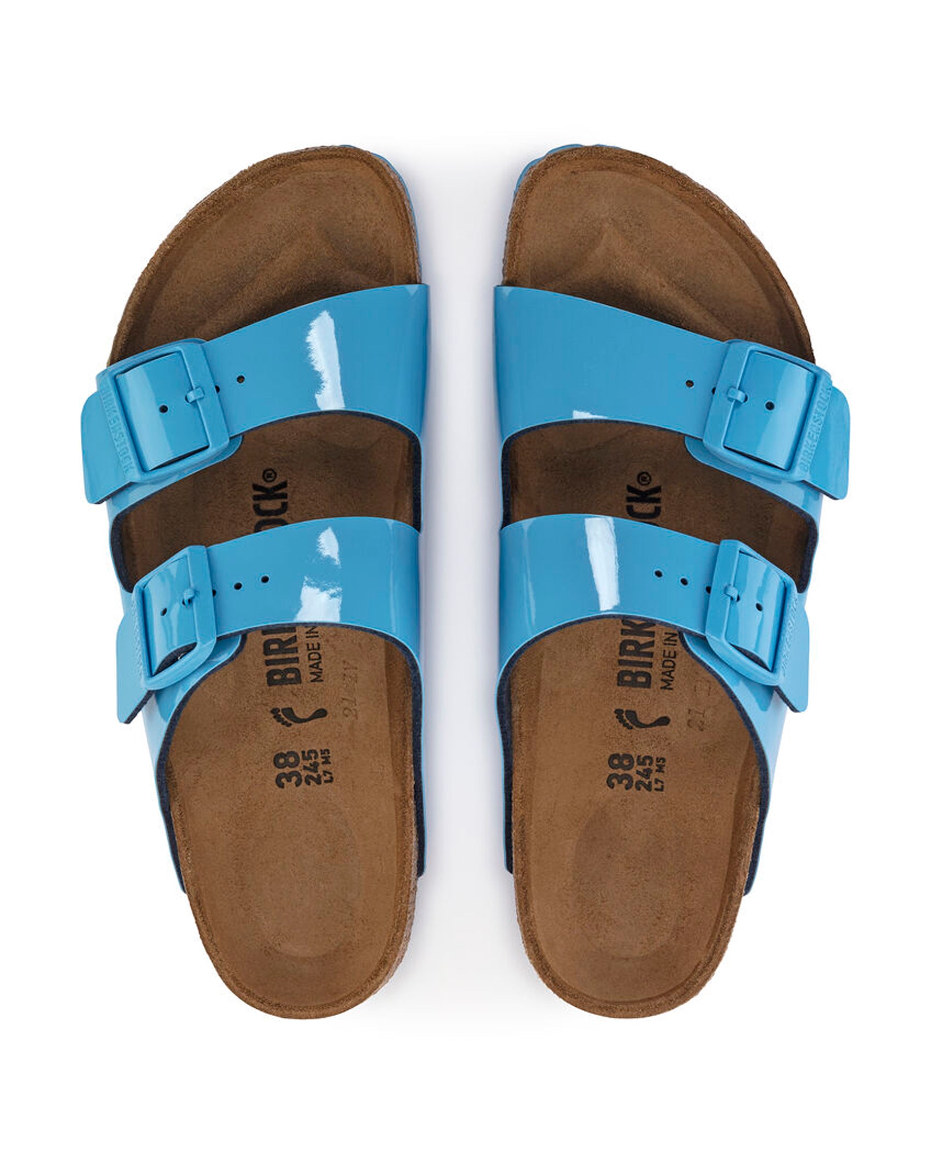 Arizona Patent Sky Blue Birko-Flor Sandals
