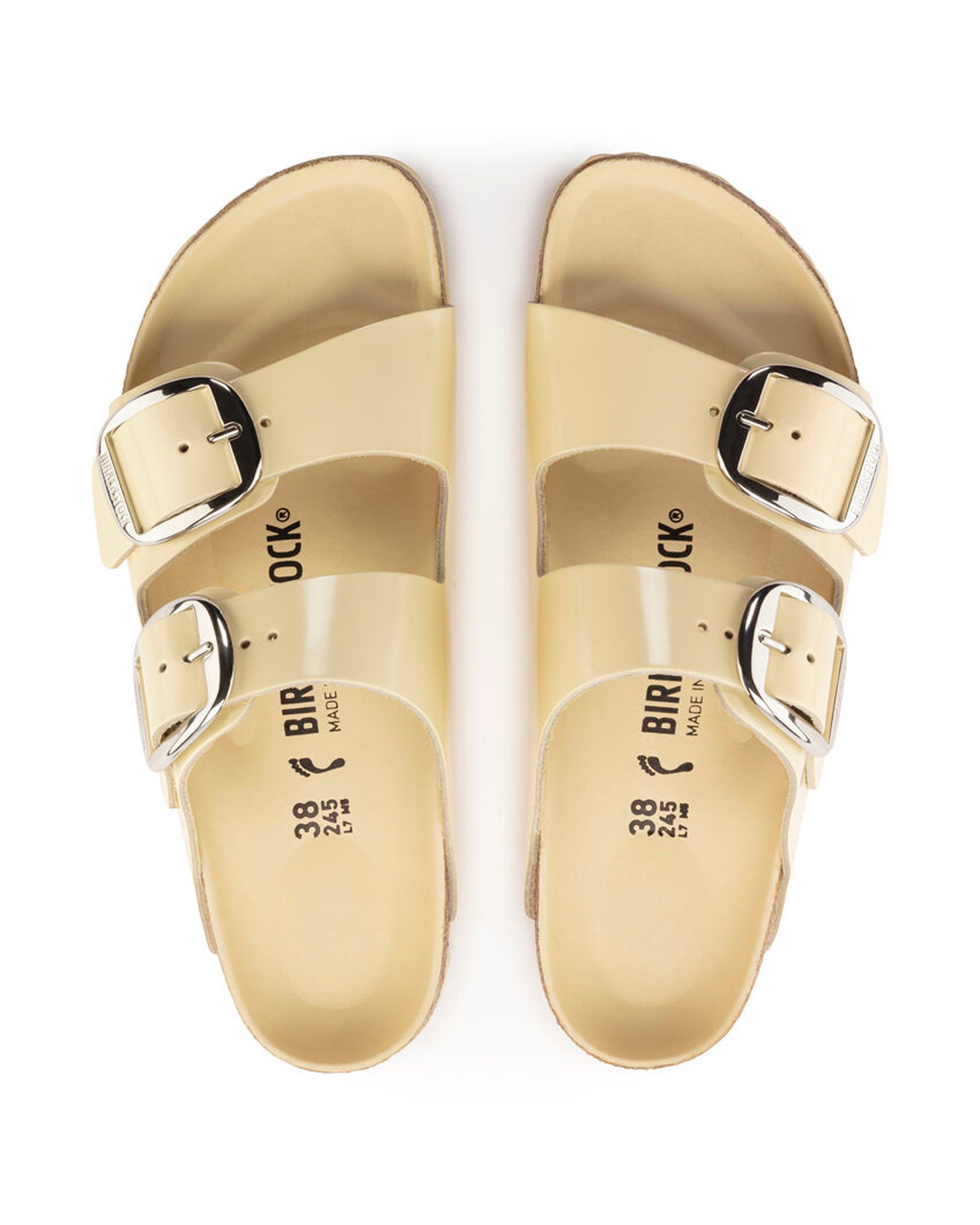 Arizona Big Buckle High Shine Butter Leather Sandals