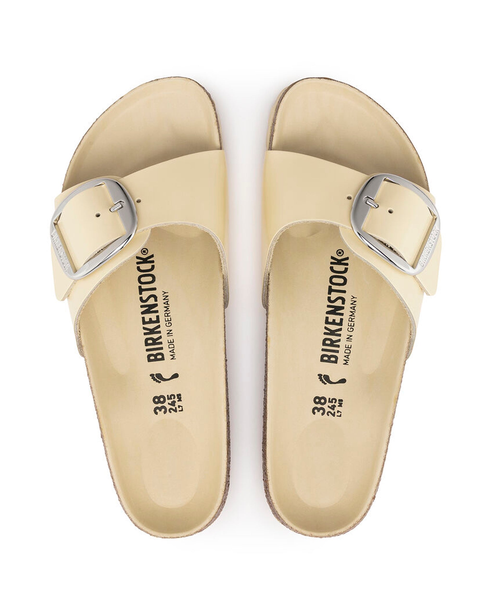 Madrid Big Buckle High Shine Butter Leather Sandals