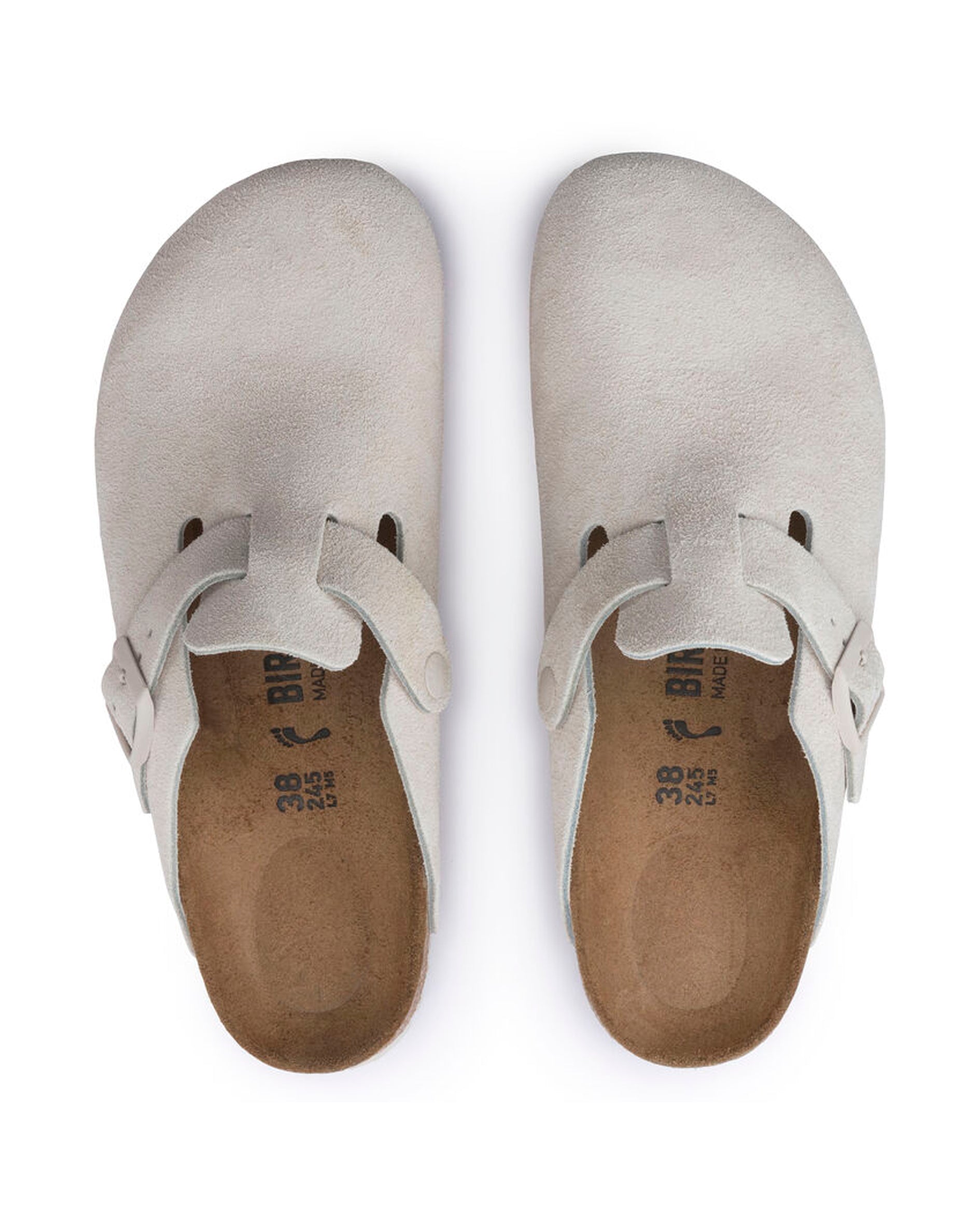 Boston Antique White Suede Leather Clogs