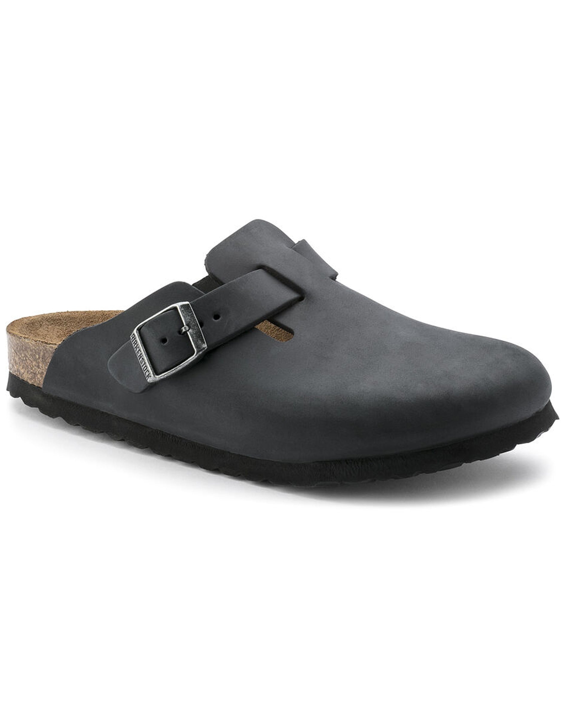 Boston Black Oiled Leather Clogs