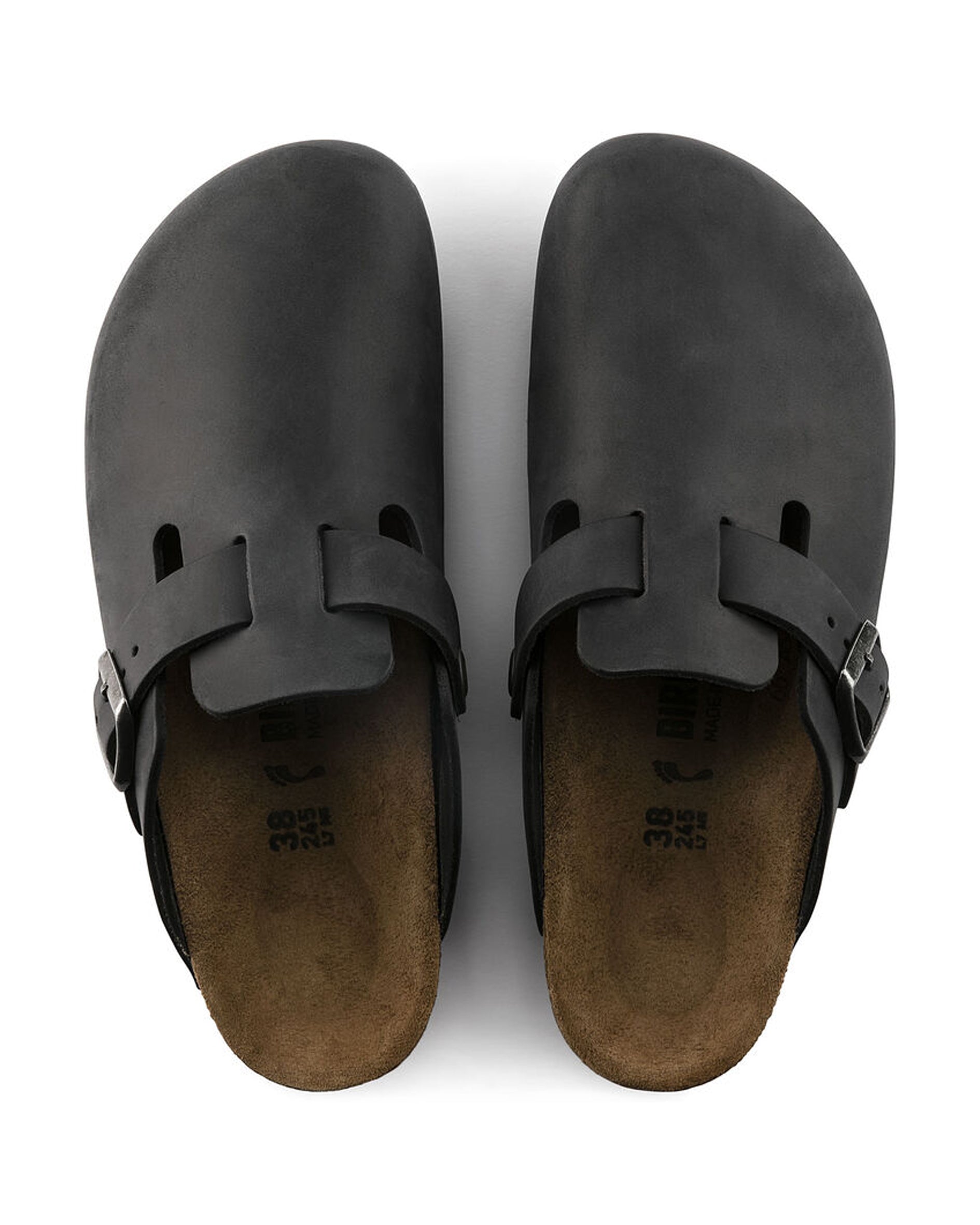 Boston Black Oiled Leather Clogs