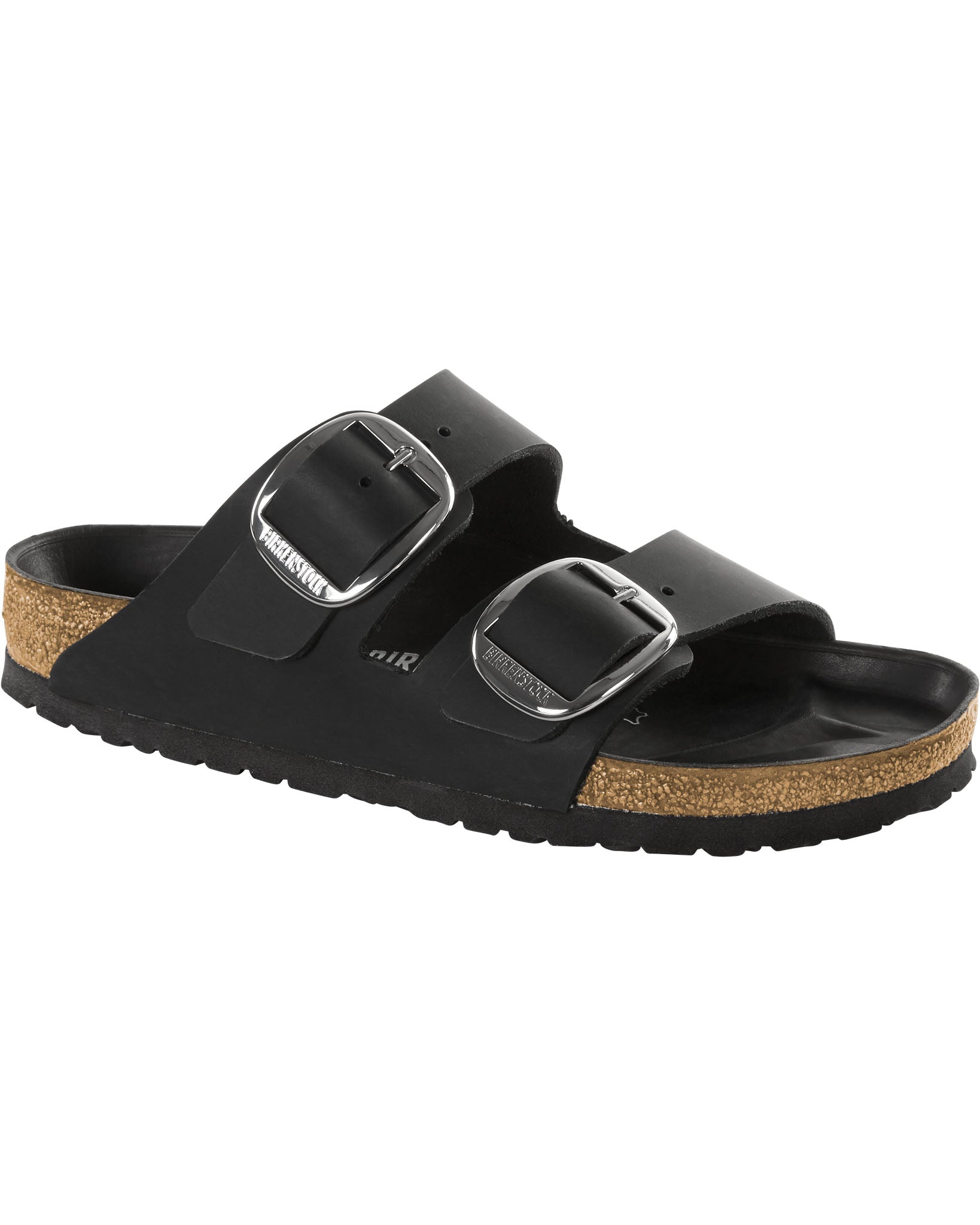 Arizona Big Buckle Black Oiled Leather Sandals