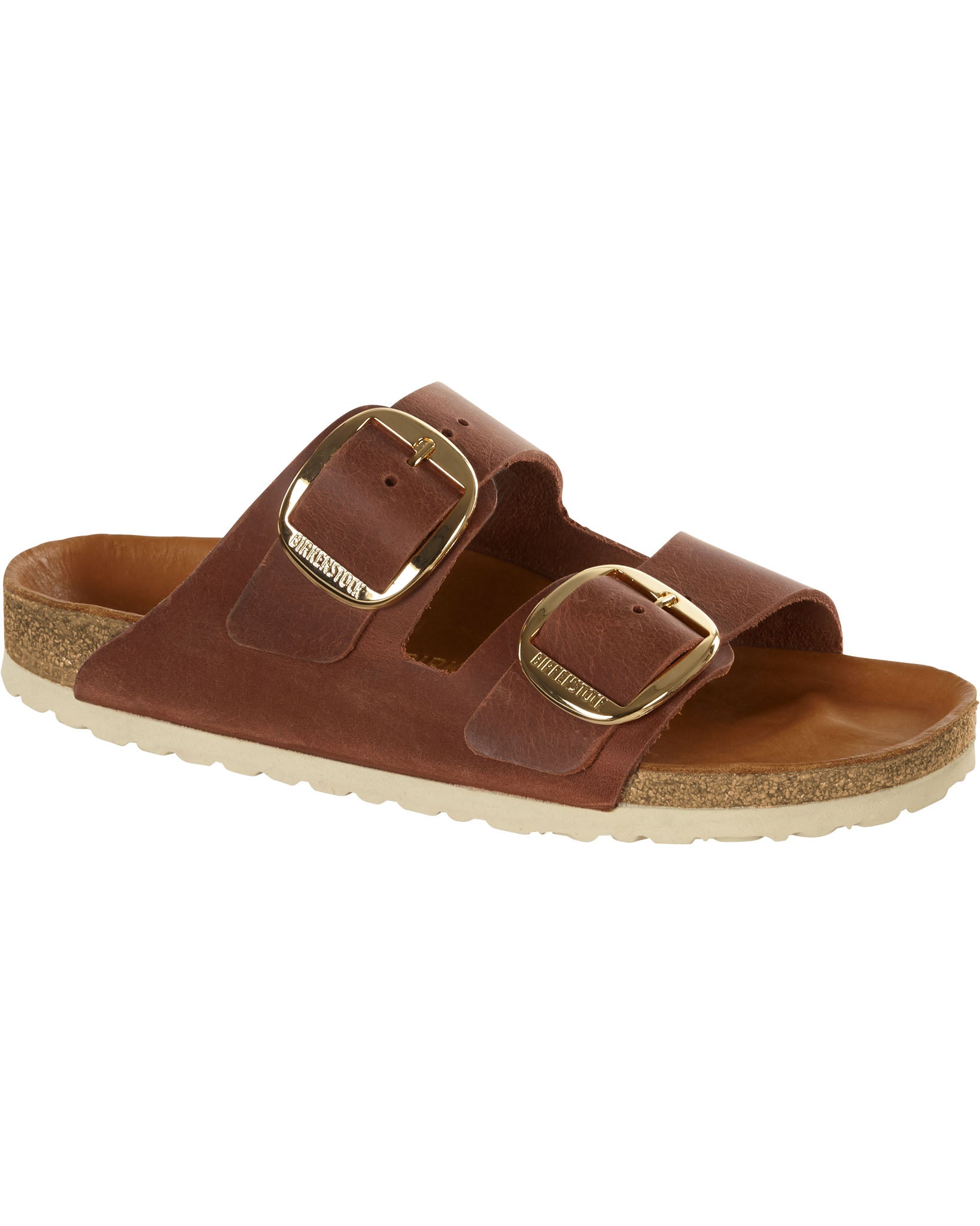 Arizona Big Buckle Cognac Oiled Leather Sandals