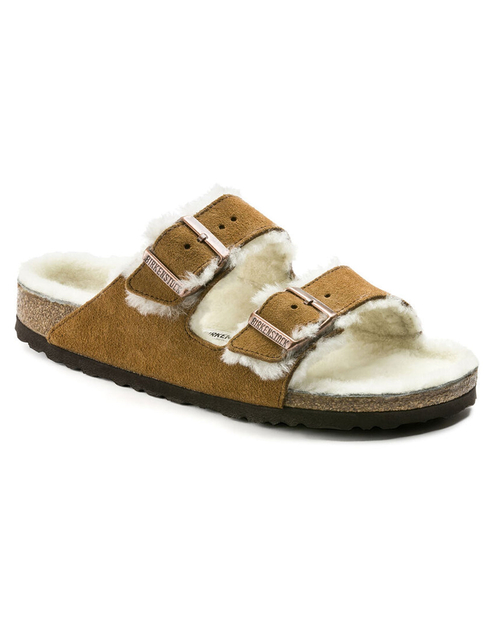 Arizona Shearling Mink Suede Leather Sandals