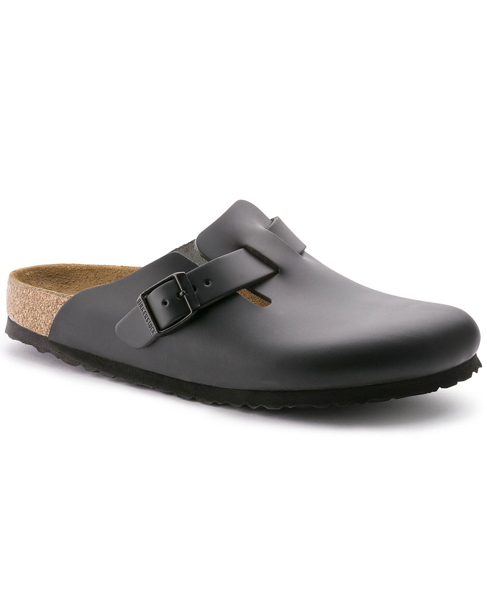 Boston Black Leather Clogs