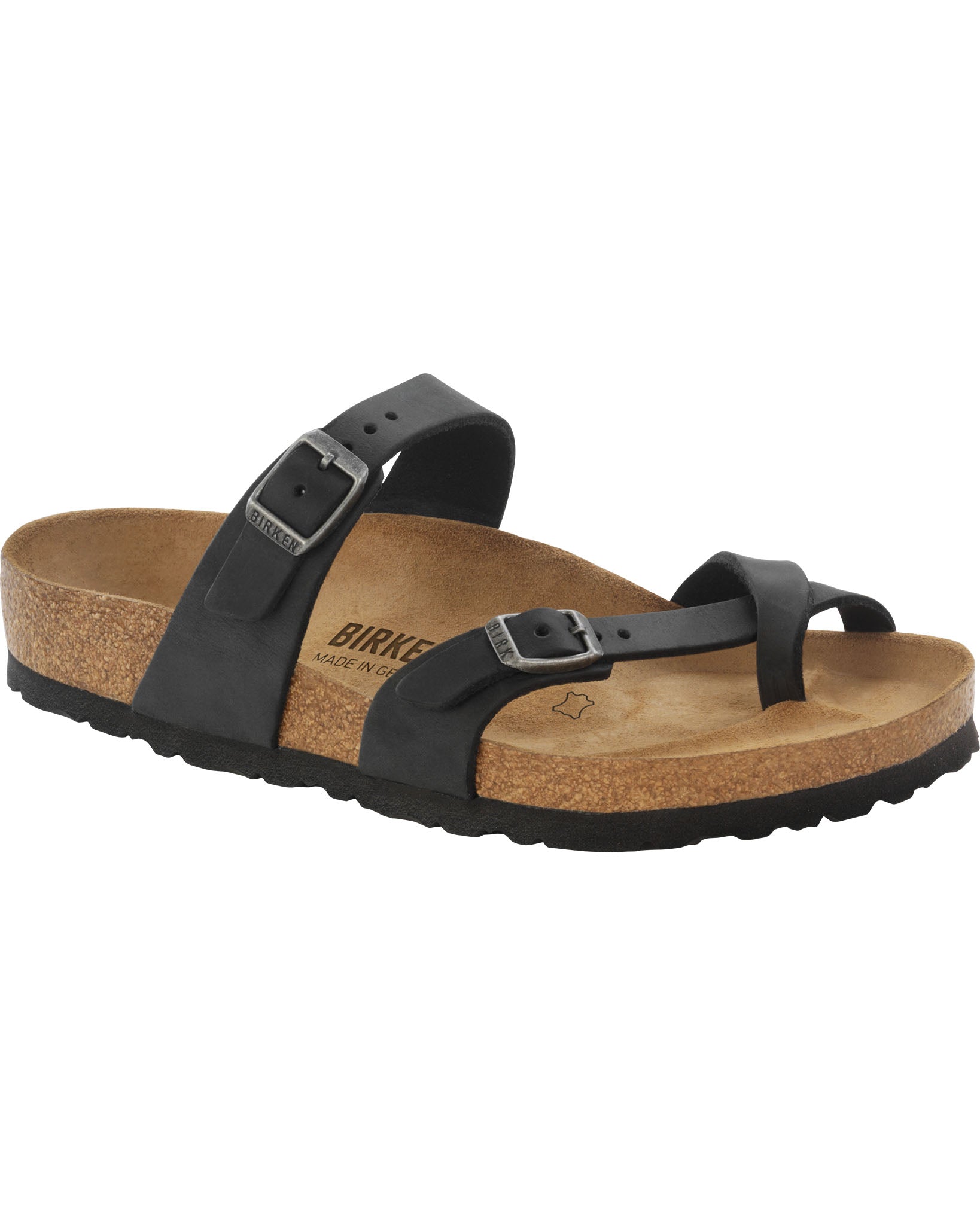Mayari Black Oiled Leather Sandals