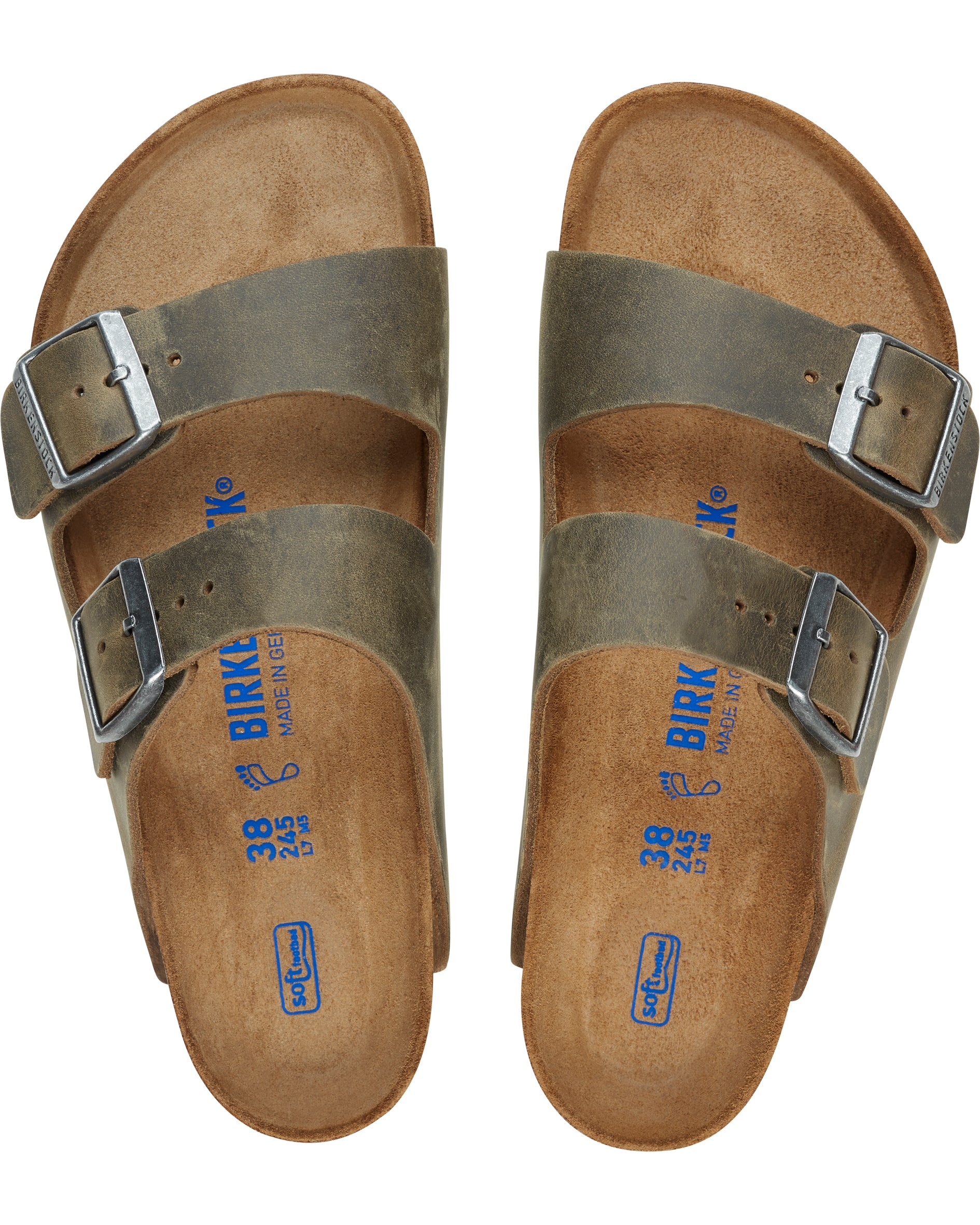 Arizona Soft Footbed Faded Khaki Oiled Leather Sandals