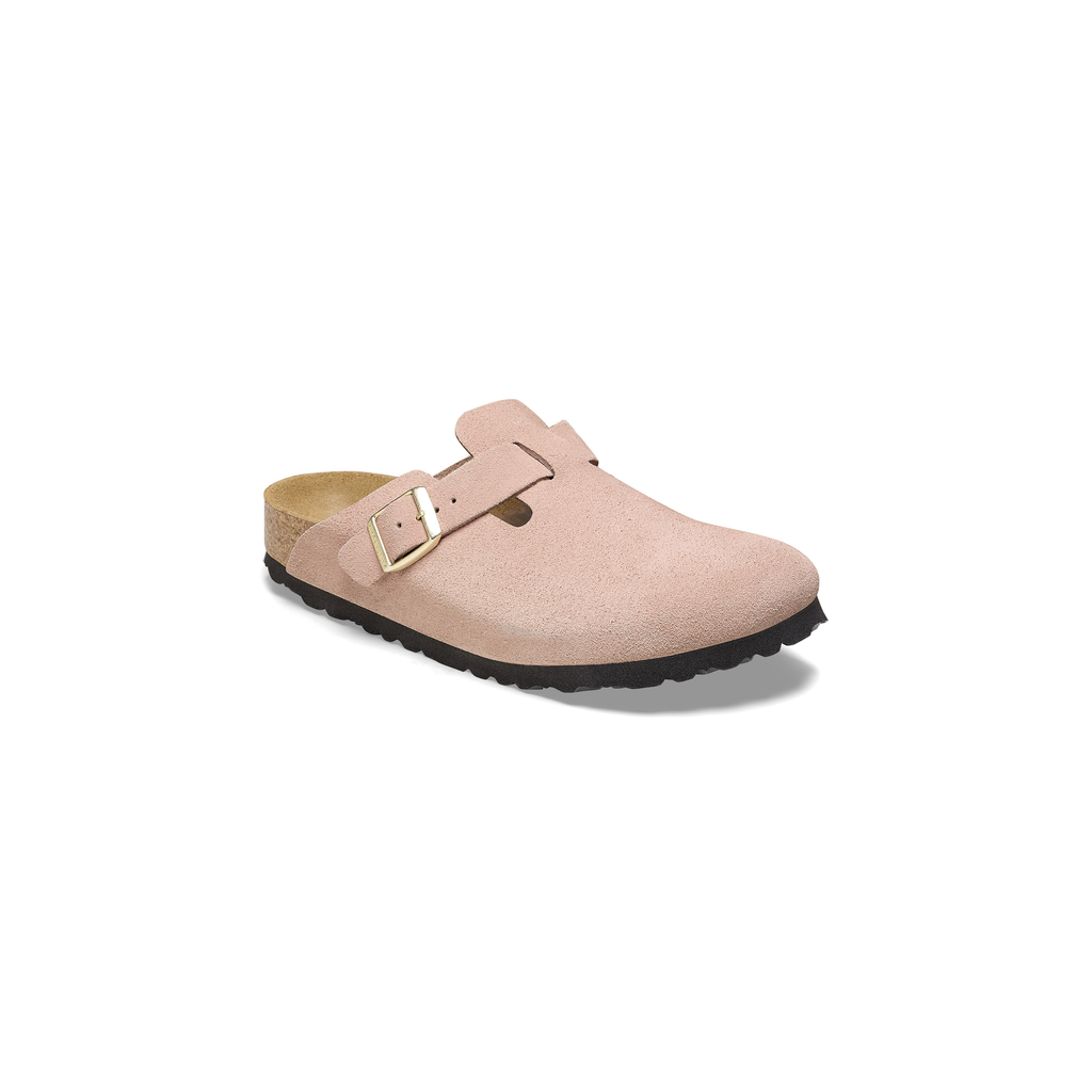 Boston Light Rose Suede Leather Clogs