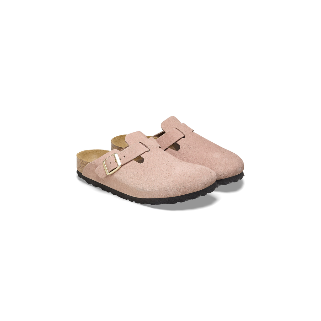 Boston Light Rose Suede Leather Clogs