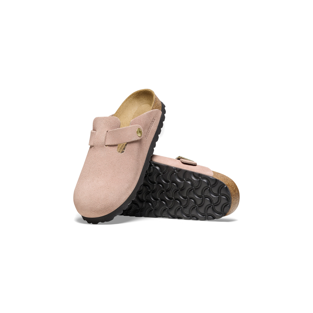 Boston Light Rose Suede Leather Clogs