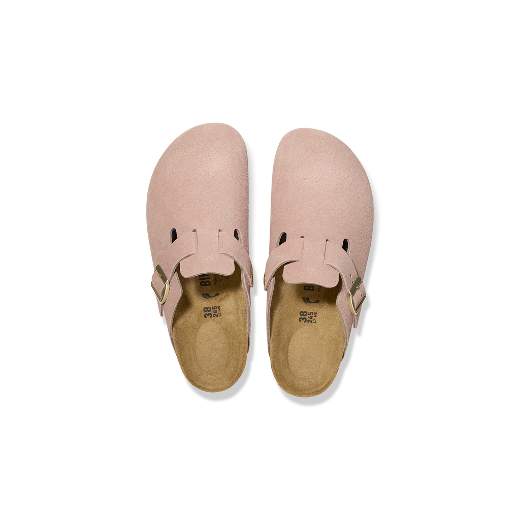 Boston Light Rose Suede Leather Clogs