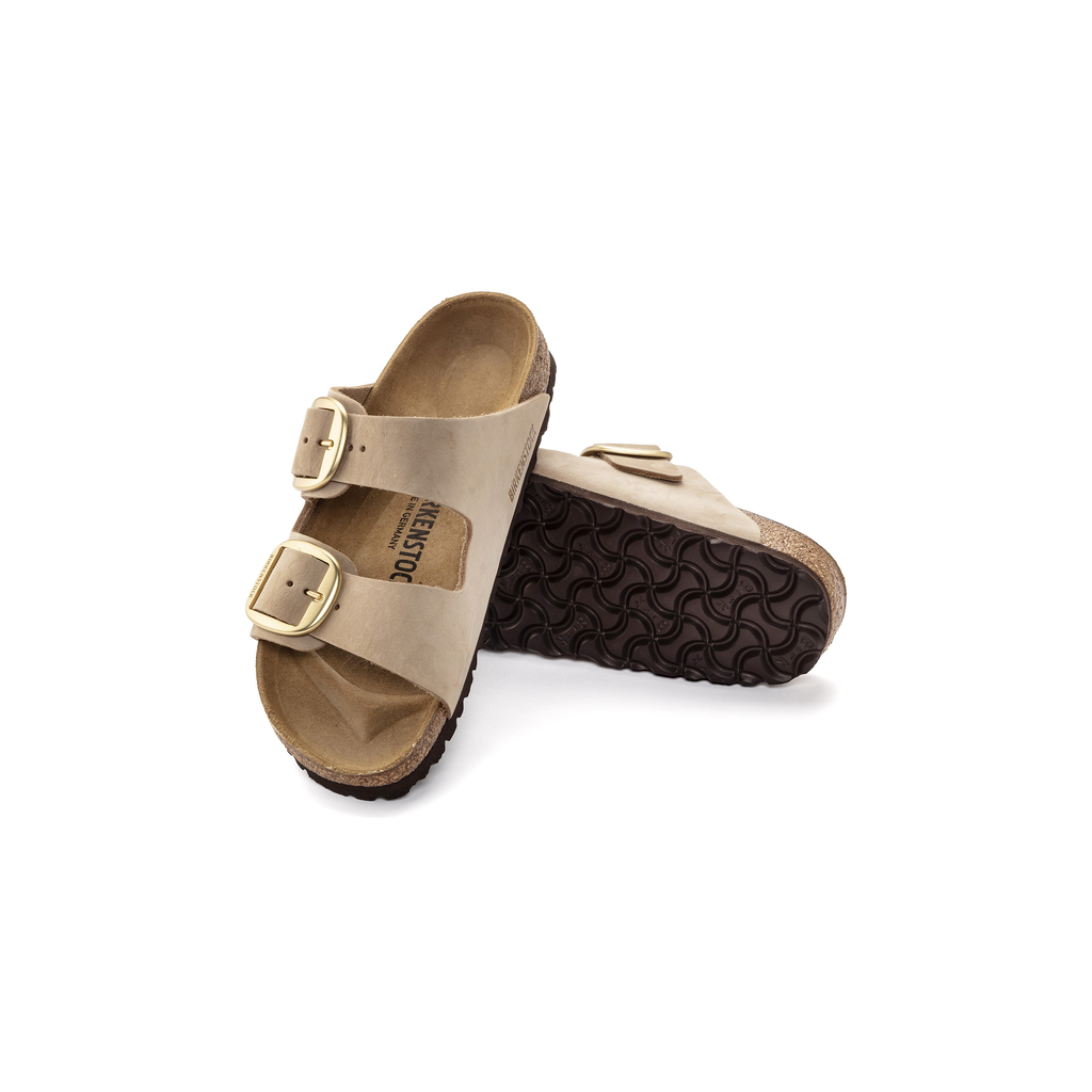 Arizona Big Buckle Sandcastle Nubuck Leather Sandals