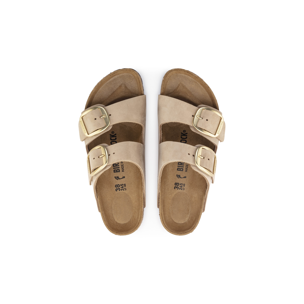 Arizona Big Buckle Sandcastle Nubuck Leather Sandals