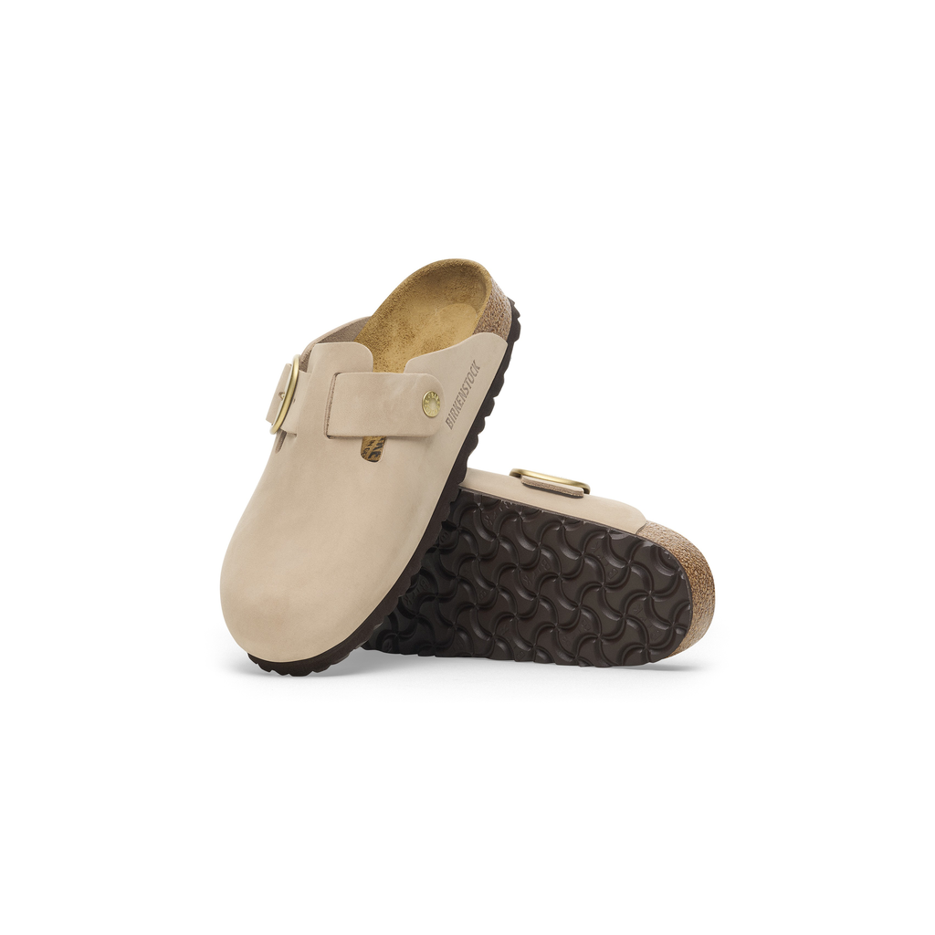 Boston Big Buckle Sandcastle Nubuck Leather Clogs