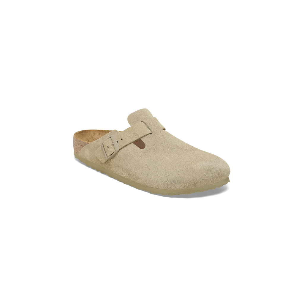 Boston Faded Khaki Suede Leather Clogs