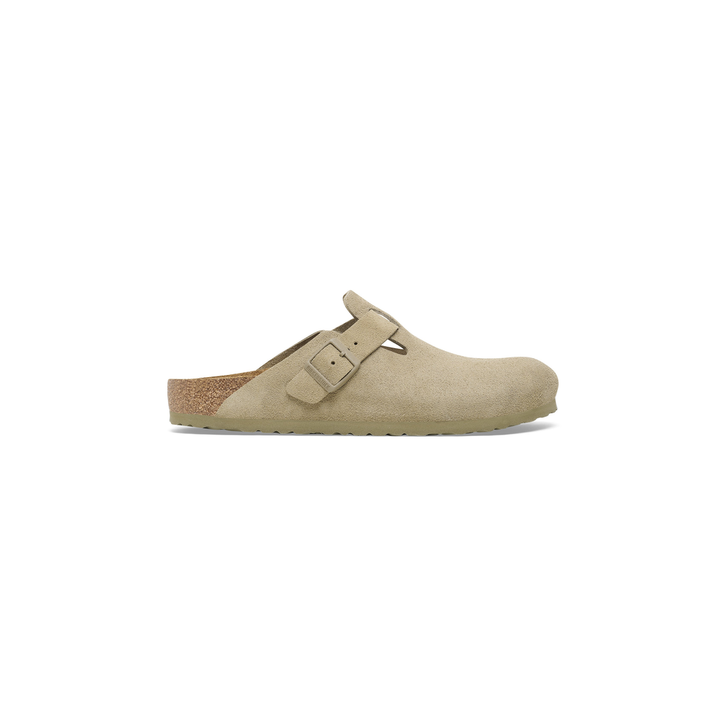 Boston Faded Khaki Suede Leather Clogs