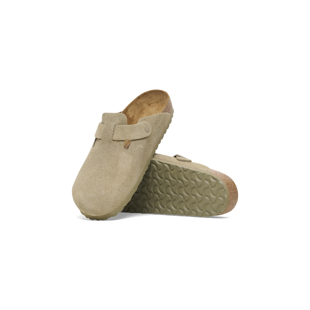 Boston Faded Khaki Suede Leather Clogs