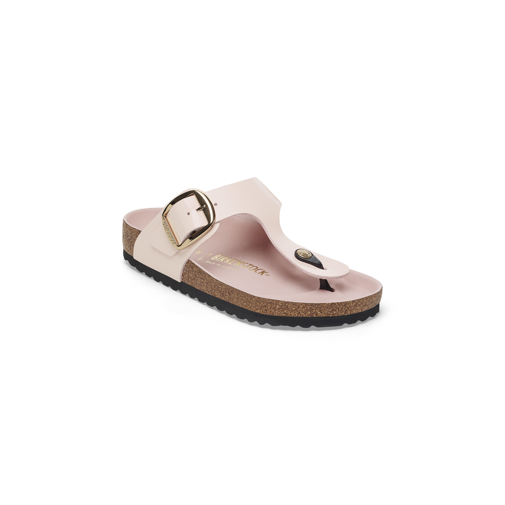 Gizeh Big Buckle High Shine Light Rose Natural Leather Sandals