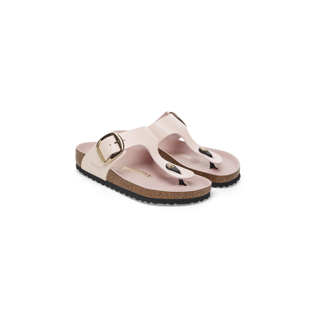 Gizeh Big Buckle High Shine Light Rose Natural Leather Sandals
