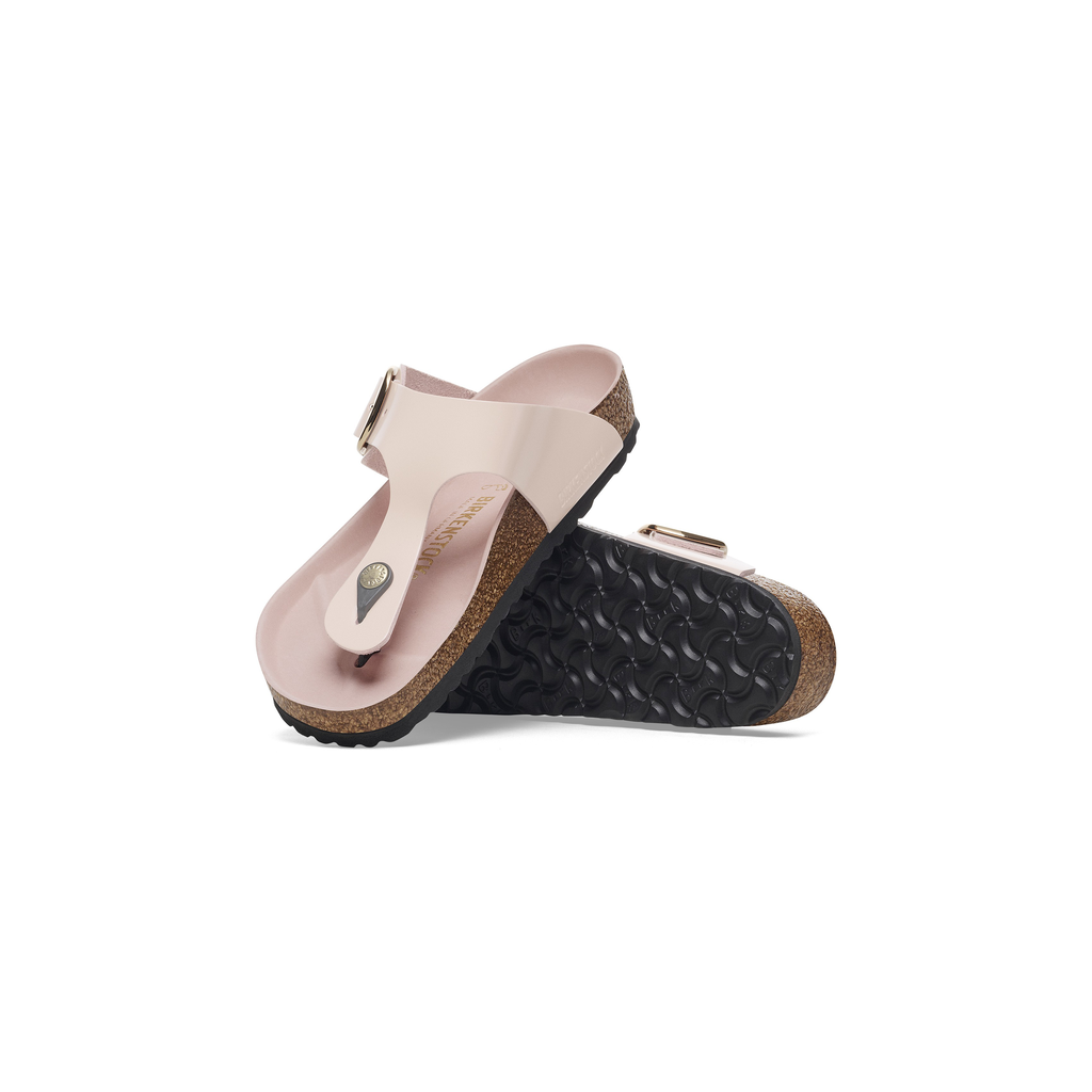 Gizeh Big Buckle High Shine Light Rose Natural Leather Sandals