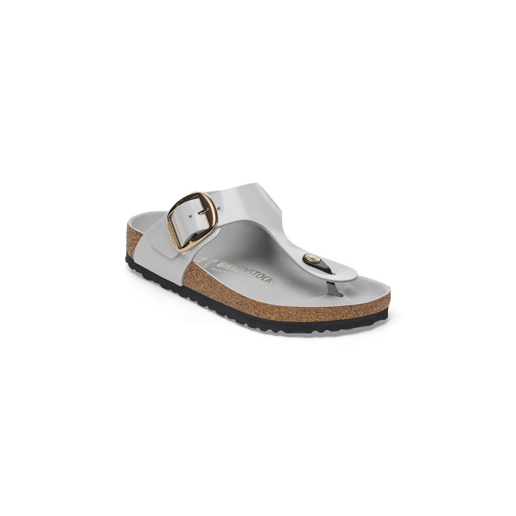 Gizeh Big Buckle High Shine Stone Coin Natural Leather Sandals