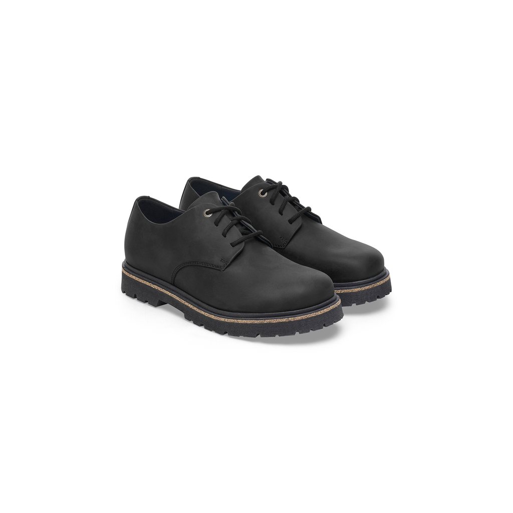 Highwood Lace Low Black Oiled Leather Shoes