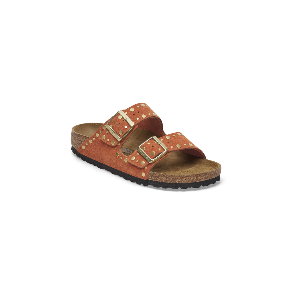 Arizona Rivet Dark Rust Suede Leather Sandals