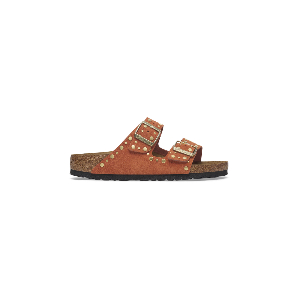 Arizona Rivet Dark Rust Suede Leather Sandals