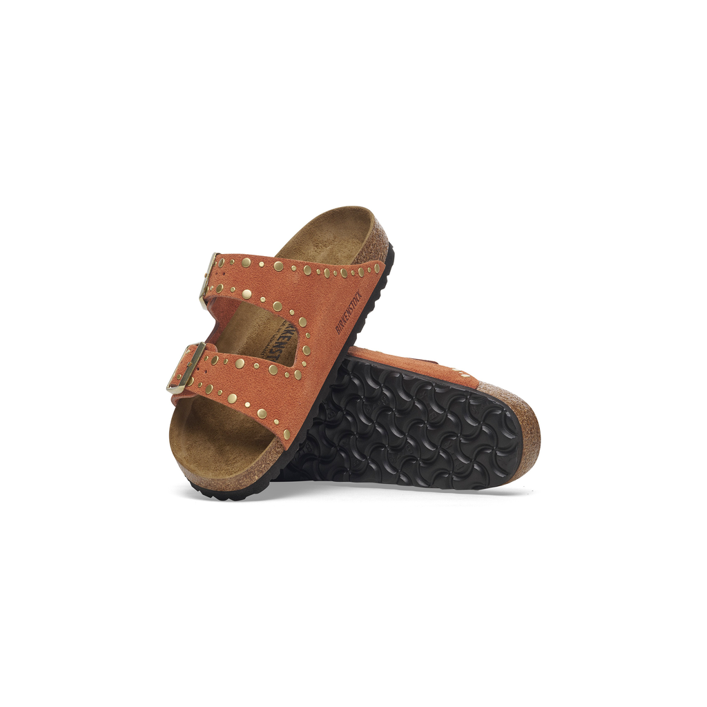 Arizona Rivet Dark Rust Suede Leather Sandals