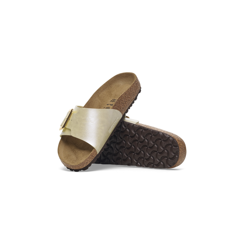 Catalina Cushion Buckle Graceful Pearl White Birko-Flor Sandals