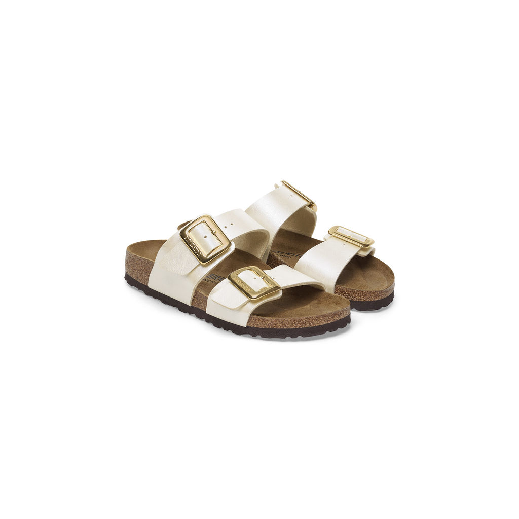 Sydney Cushion Buckle Graceful Pearl White Birko-Flor Sandals