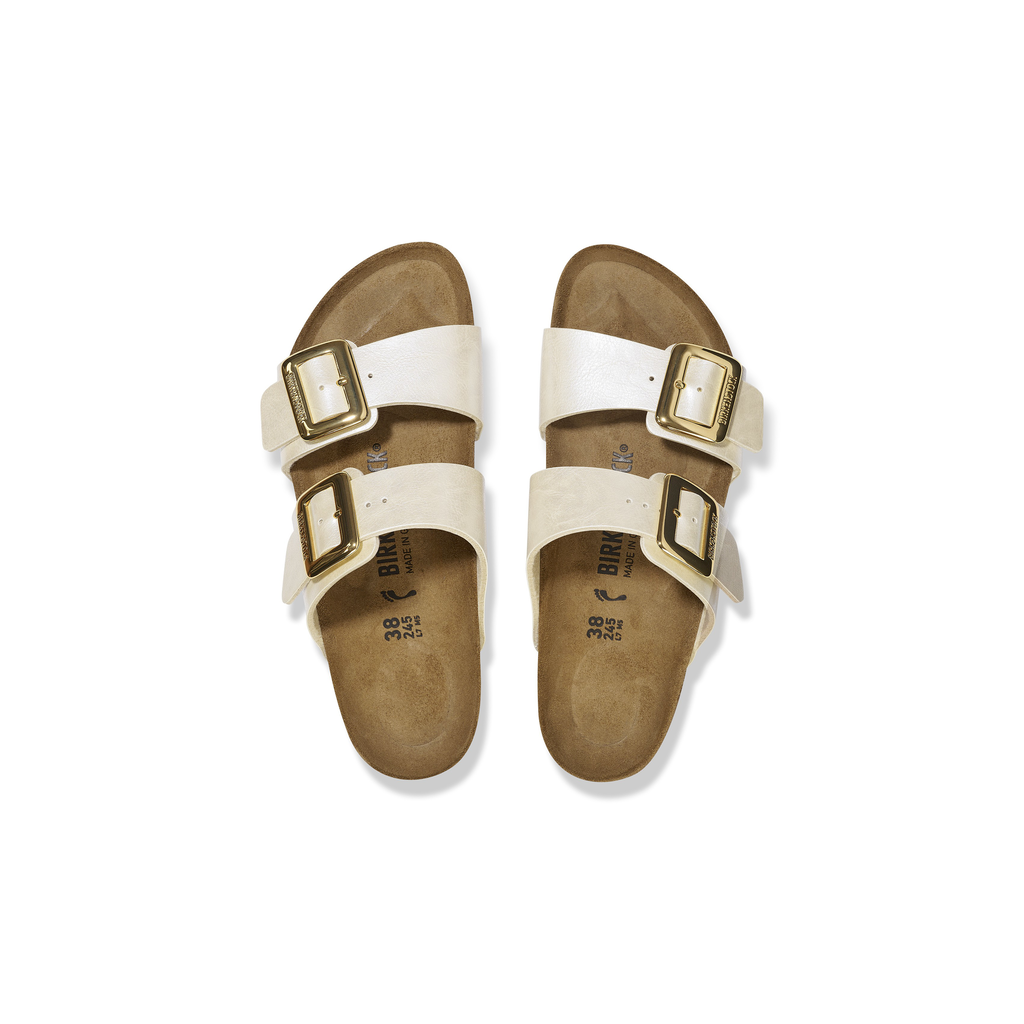 Sydney Cushion Buckle Graceful Pearl White Birko-Flor Sandals