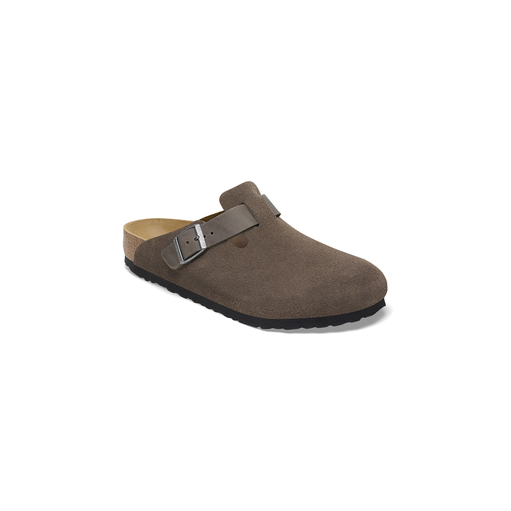 Boston Concrete Grey Suede/Oiled Leather Clogs