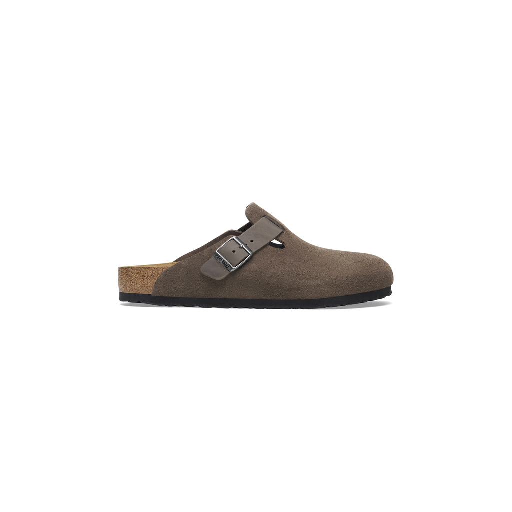Boston Concrete Grey Suede/Oiled Leather Clogs