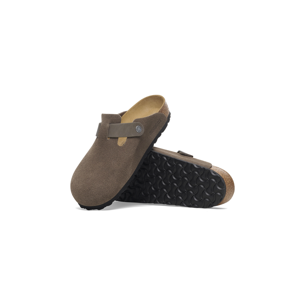 Boston Concrete Grey Suede/Oiled Leather Clogs