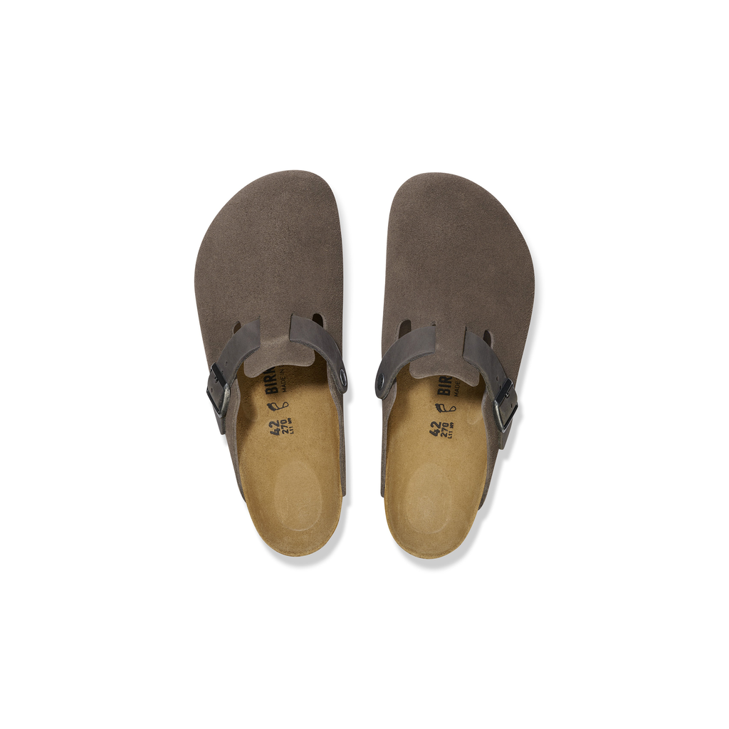 Boston Concrete Grey Suede/Oiled Leather Clogs